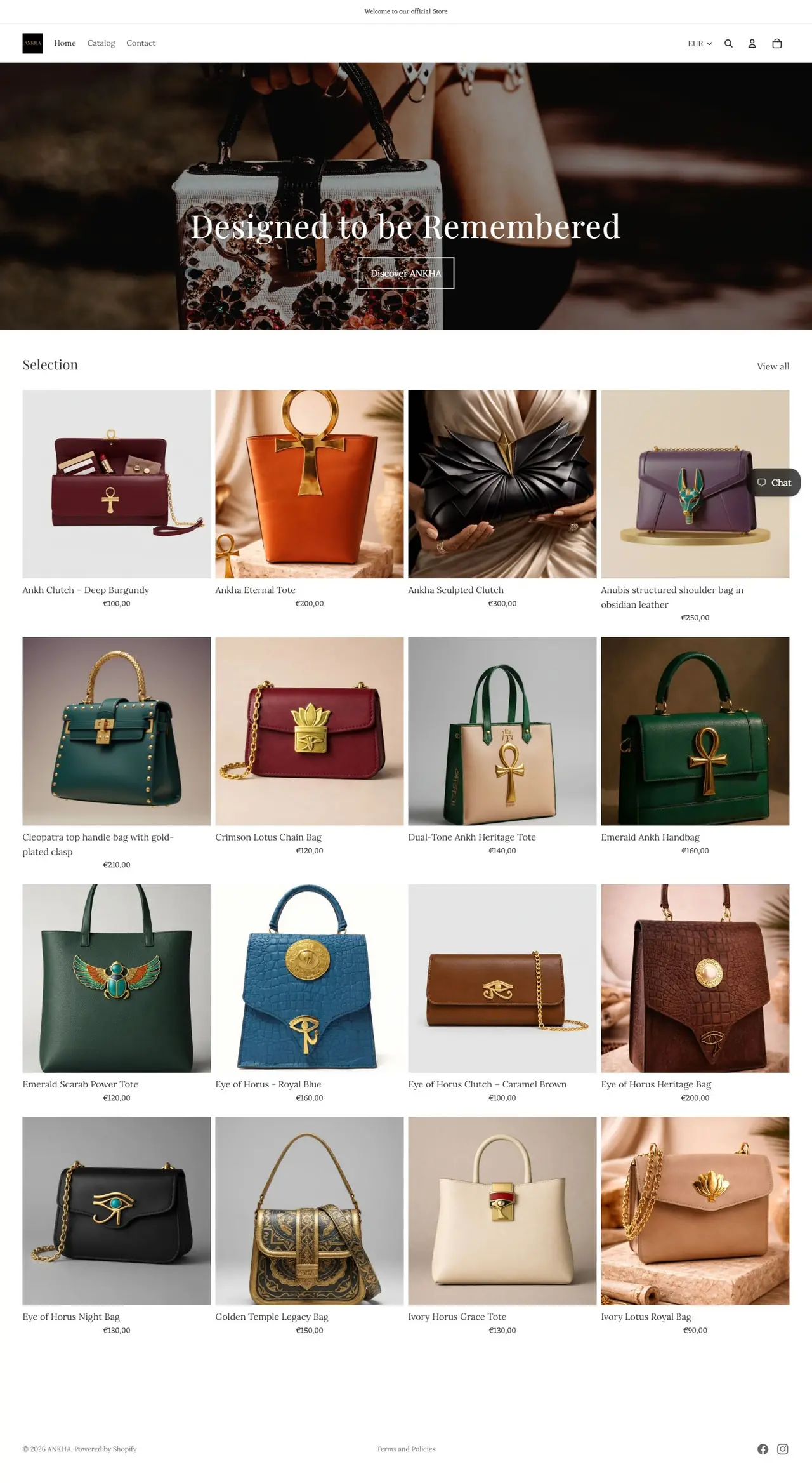 Home page of ankhaboutique.com, full-page screenshot