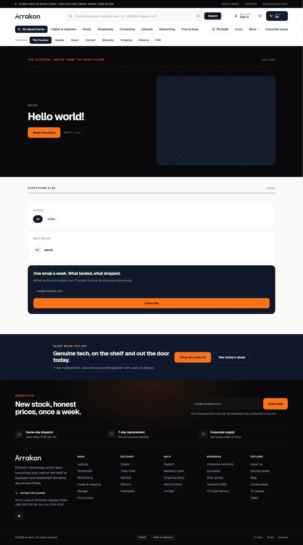 Blog page of arrakon.com, full-page screenshot