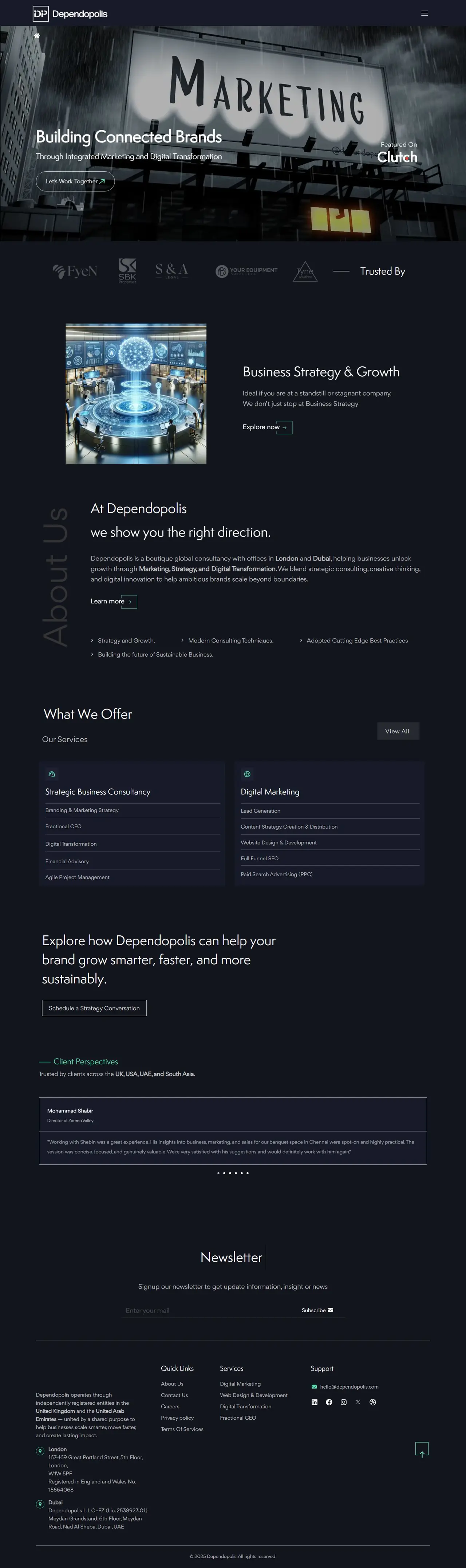 Home page of dependopolis.com, full-page screenshot