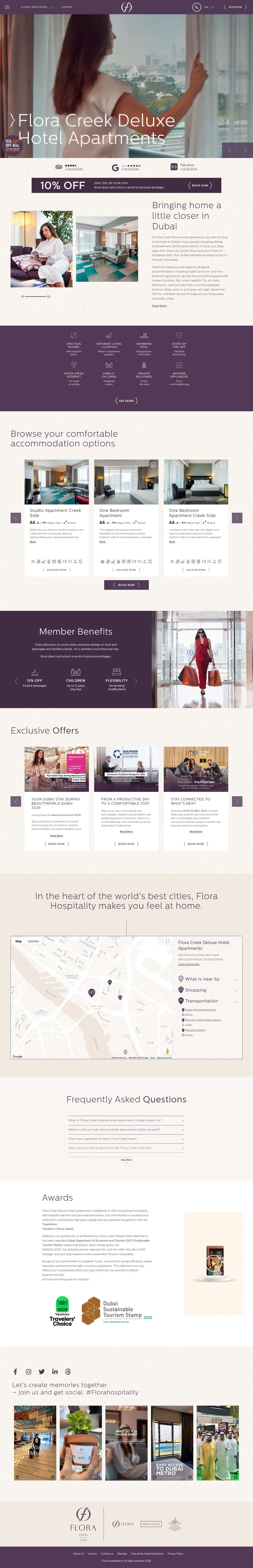 Hotels in Deira Dubai page of florahospitality.com, full-page screenshot