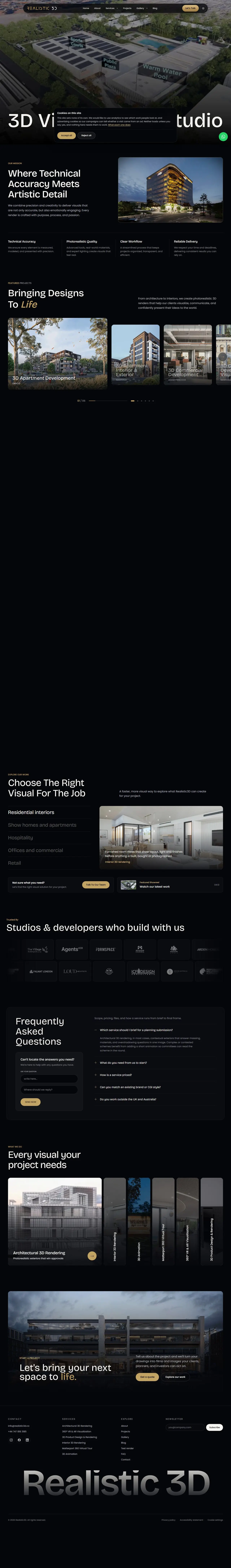 About Our 3D Rendering Studio by Realistic3D page of realistic3d.co, full-page screenshot