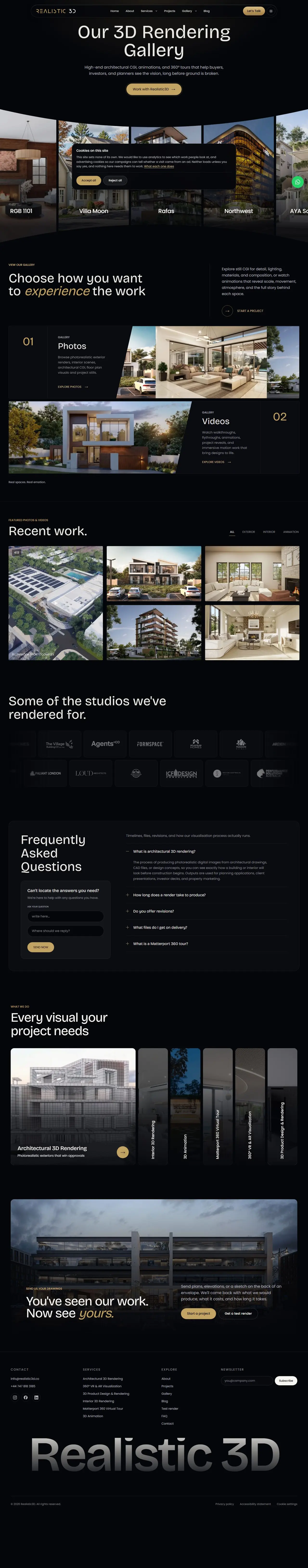 3D Rendering Portfolio & Gallery by Realistic3D page of realistic3d.co, full-page screenshot