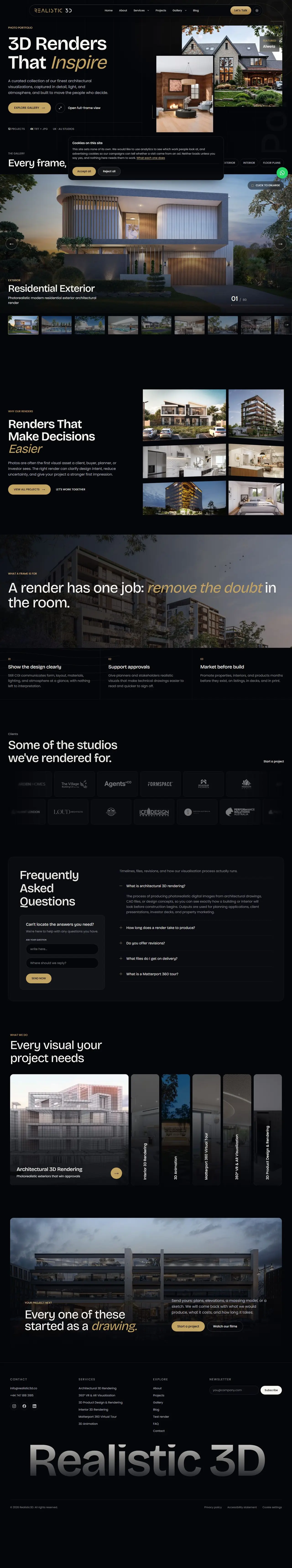 3D Architectural Rendering Gallery by Realistic3D page of realistic3d.co, full-page screenshot