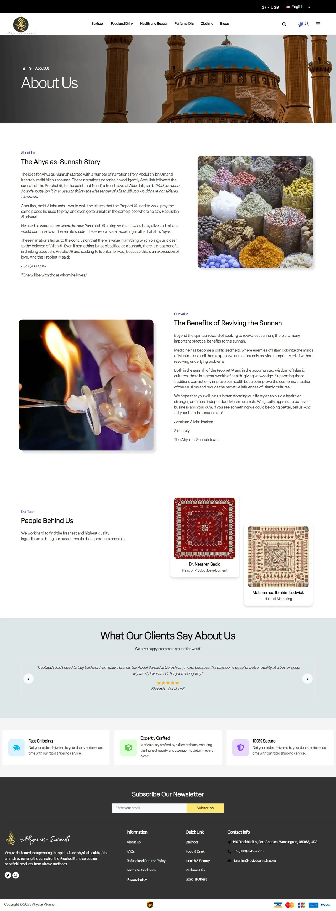 About Us page of revivesunnah.com, full-page screenshot