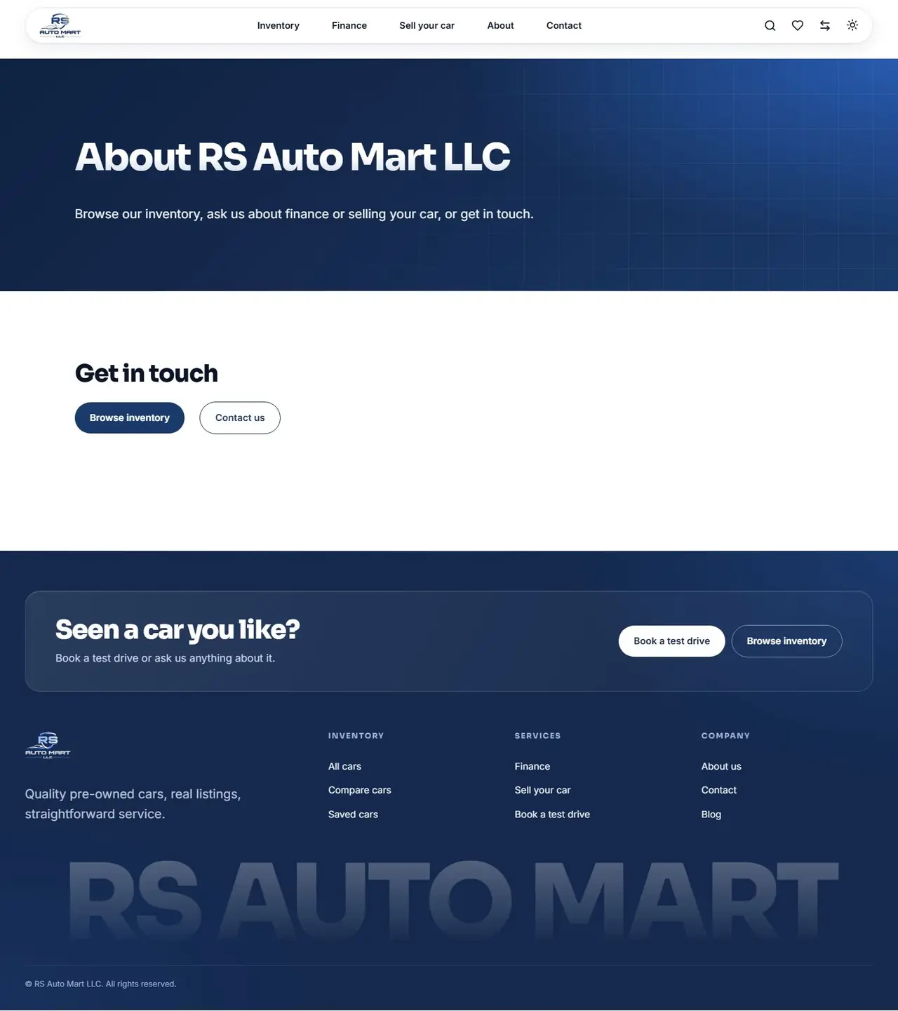 About us page of rsautomartllc.com, full-page screenshot