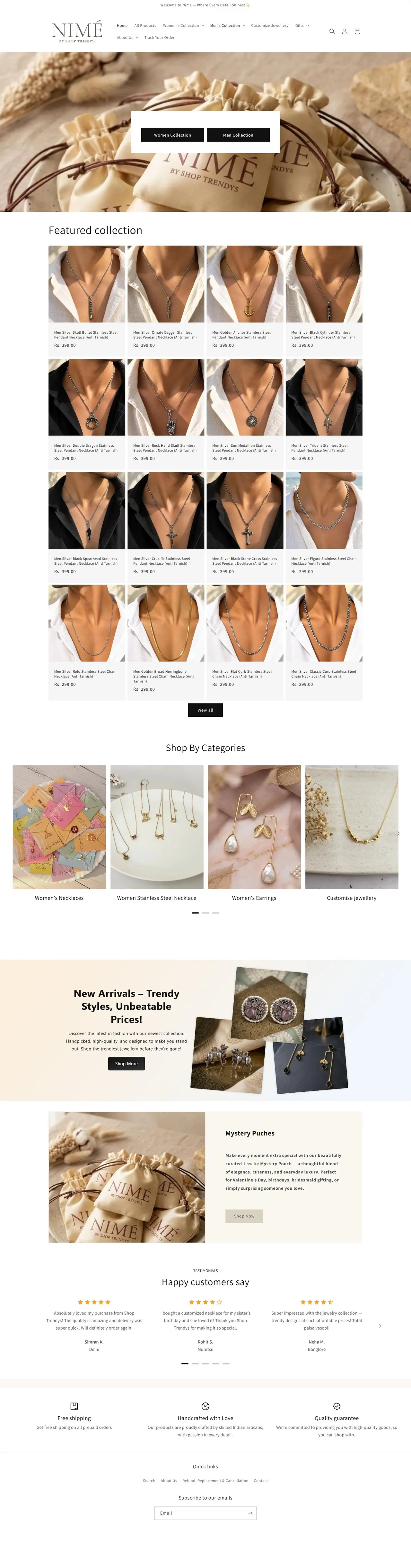 Home page of shoptrendys.in, full-page screenshot