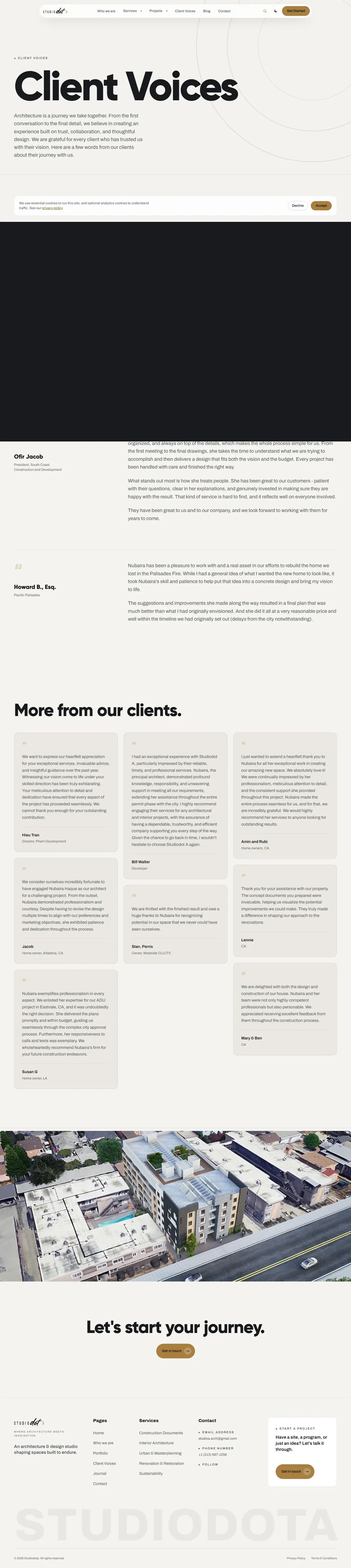 Client Voices · Studiodota page of studiodota.net, full-page screenshot