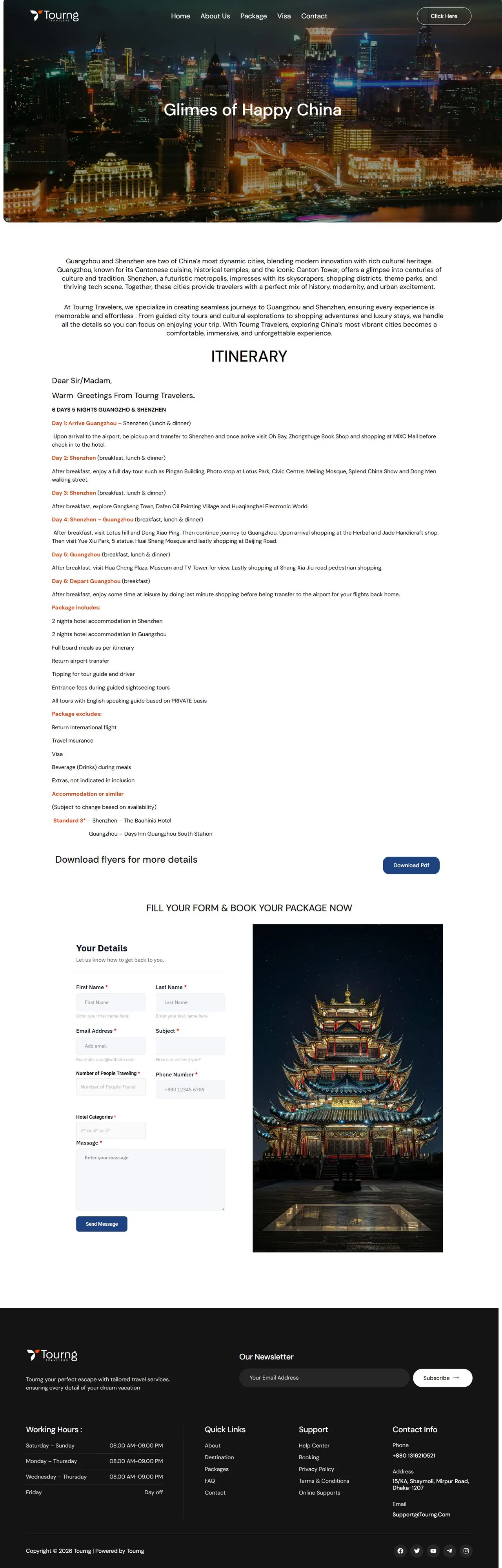China 6D 5N Guangzho & Shenzhen page of tourng.com, full-page screenshot