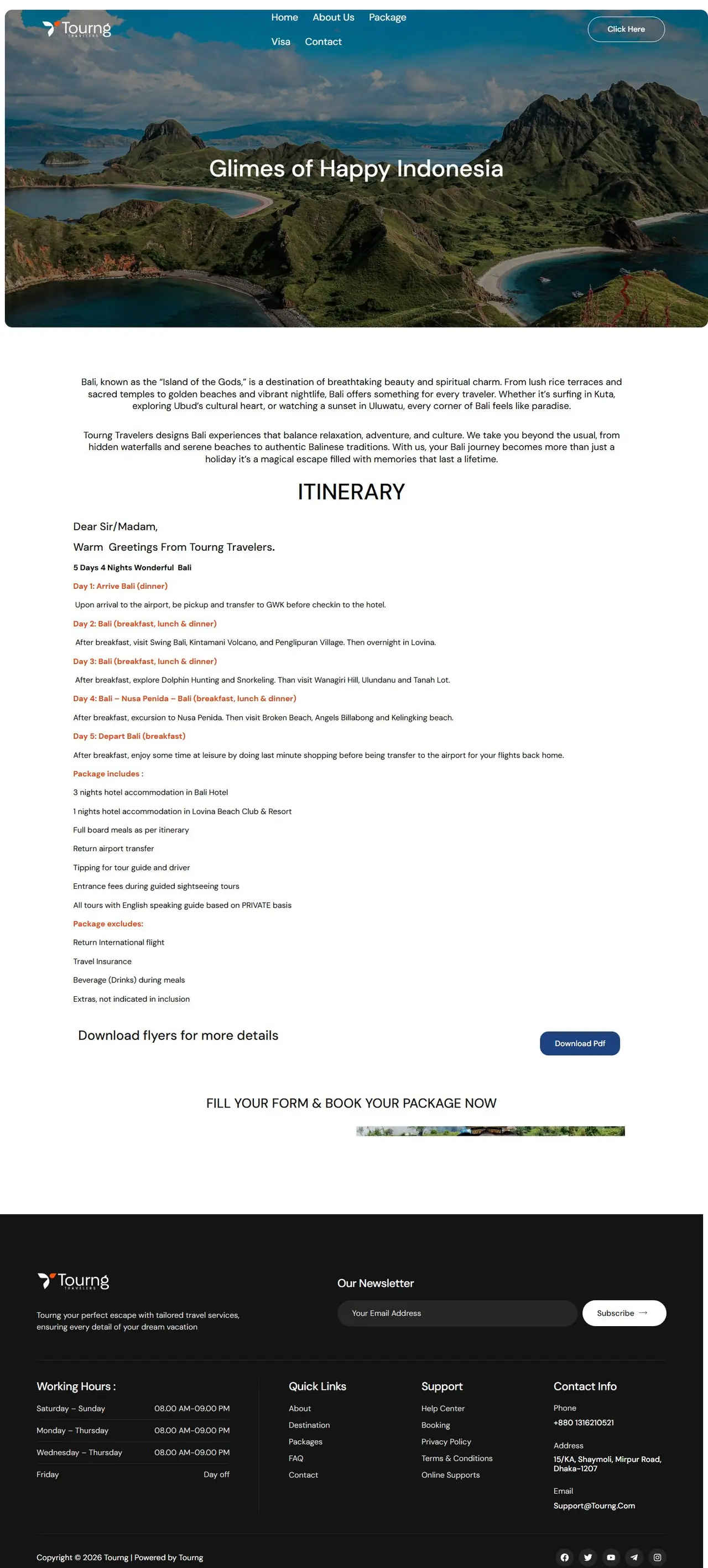 Indonesia 5d 4n Wonderful  Bali page of tourng.com, full-page screenshot