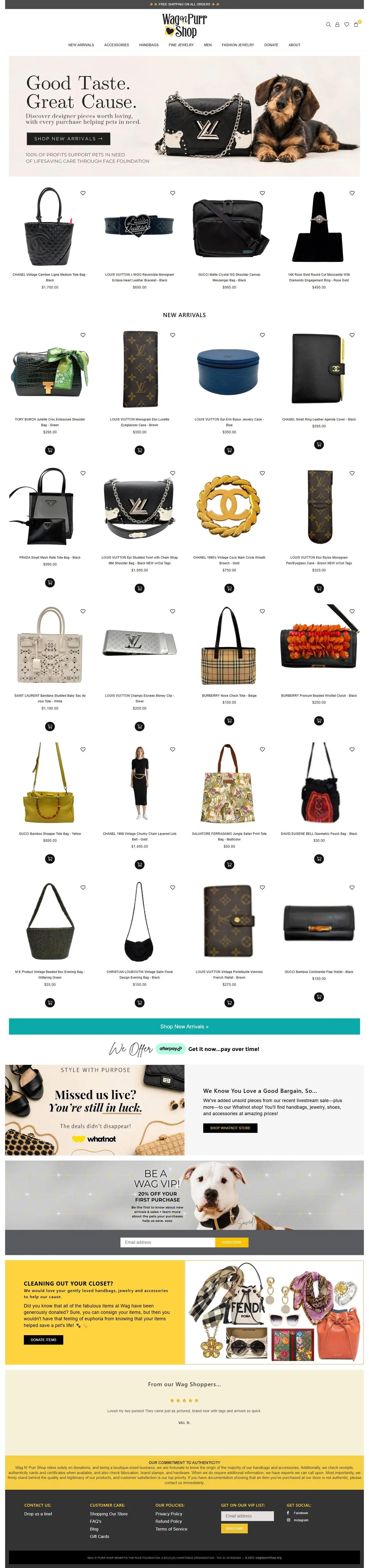 Home page of wagnpurrshop.org, full-page screenshot